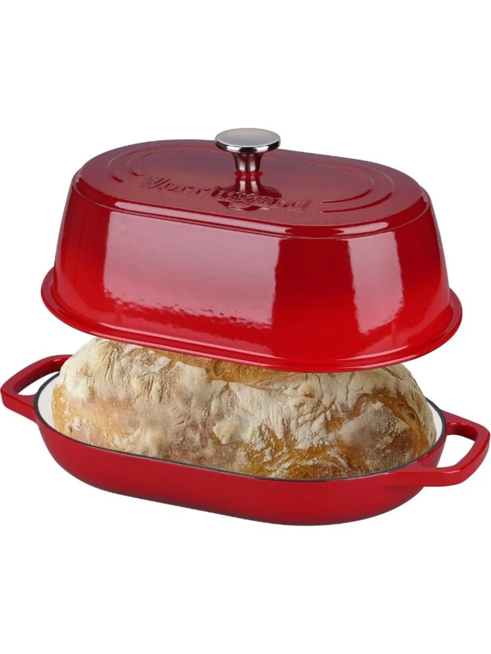 Enameled Cast Iron Dutch Oven with Dome Lid, 6 Quart for Sourdough Baking, Red